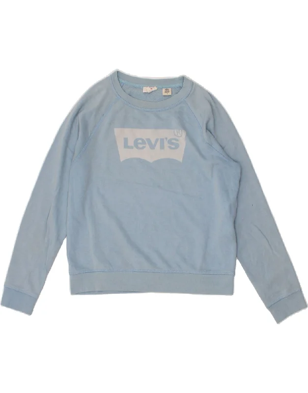 LEVI'S Womens Graphic Sweatshirt Jumper UK 16 Large Blue Cotton