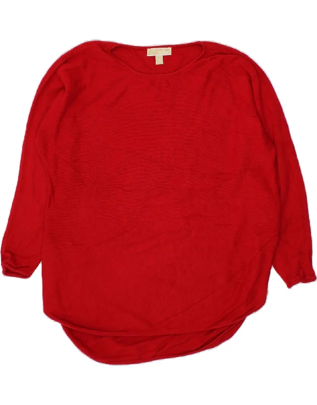 MICHAEL KORS Womens Boat Neck Jumper Sweater UK 18 XL Red Cotton