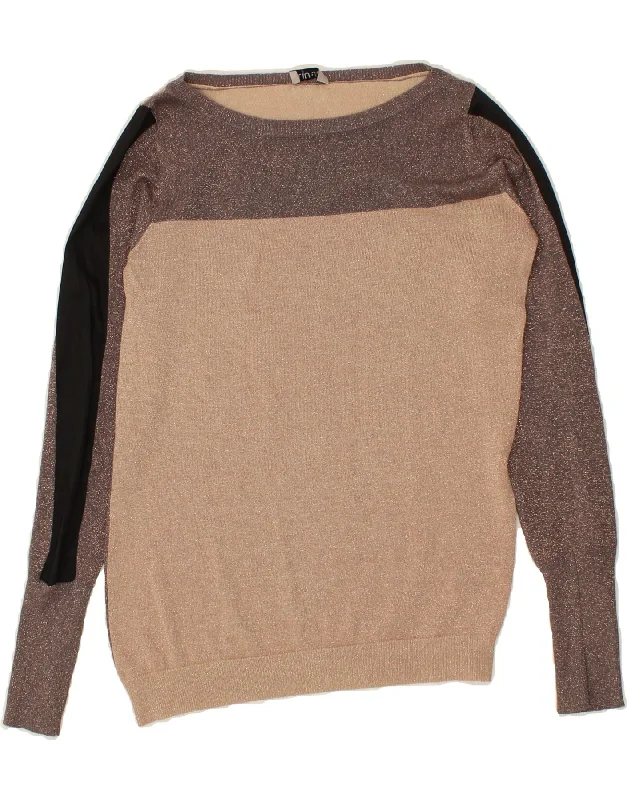 LIU JO Womens Milano Boat Neck Jumper Sweater UK 10 Small Beige