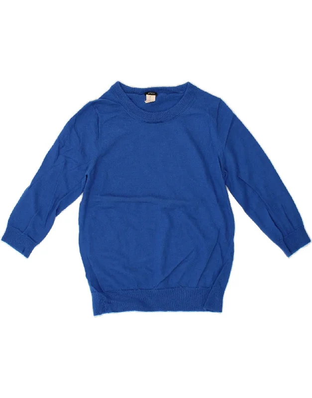 J. CREW Womens 3/4 Sleeve Boat Neck Jumper Sweater UK 14 Large Blue