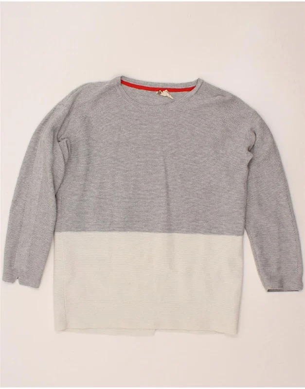 WHITE STUFF Womens Crew Neck Jumper Sweater UK 12 Medium Grey Colourblock