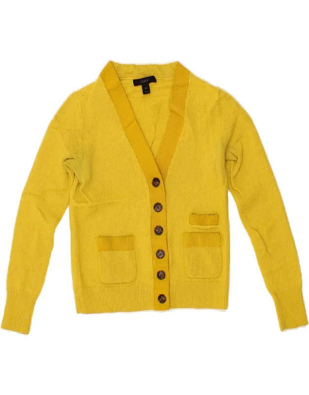 J. CREW Womens Cardigan Sweater UK 6 XS Yellow Merino Wool