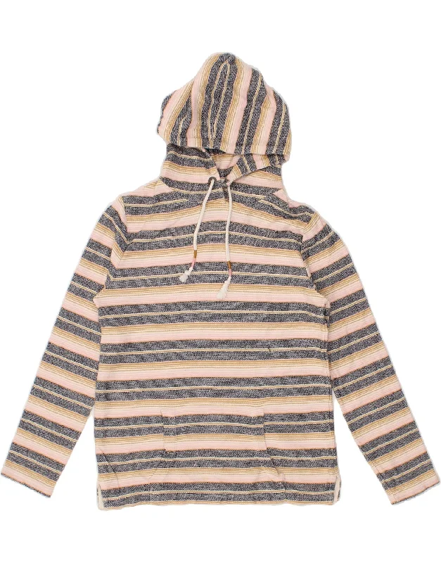 FAT FACE Womens Oversized Hoodie Jumper UK 10 Small Pink Striped Cotton