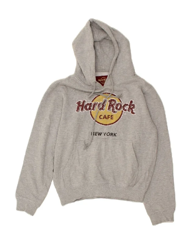 HARD ROCK CAFE Womens New York Oversized Hoodie Jumper UK 10 Small Grey