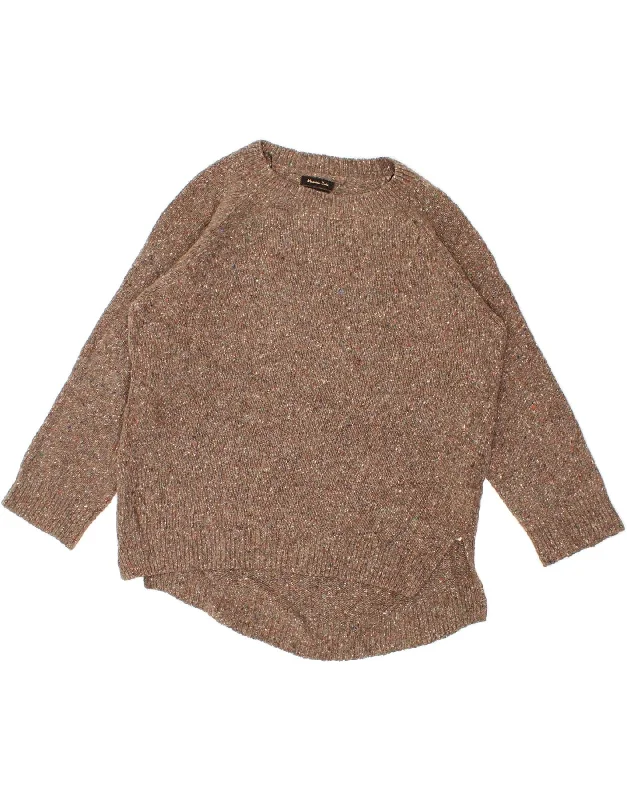 MASSIMO DUTTI Womens Boat Neck Jumper Sweater UK 16 Large Brown Flecked