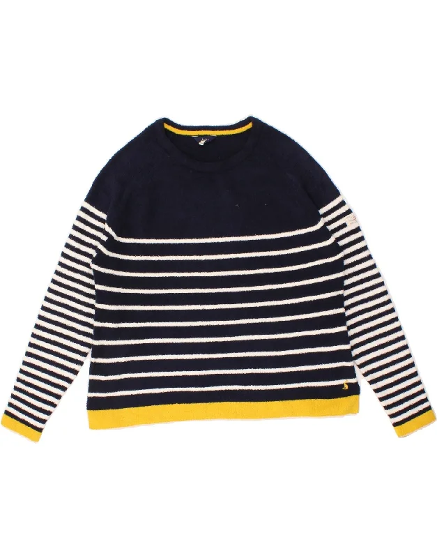 JOULES Womens Fleece Jumper UK 18 XL Navy Blue Striped Polyester