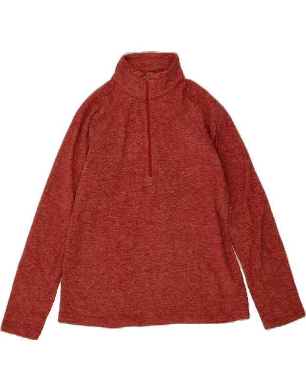 EDDIE BAUER Womens Zip Neck Fleece Jumper UK 12 Medium Red Polyester