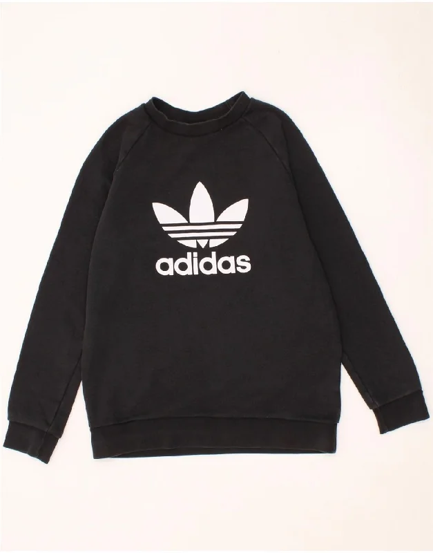 ADIDAS Womens Graphic Sweatshirt Jumper UK 10 Small Black Cotton