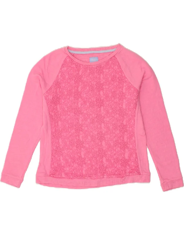 JOULES Womens Sweatshirt Jumper UK 14 Large Pink Floral Cotton