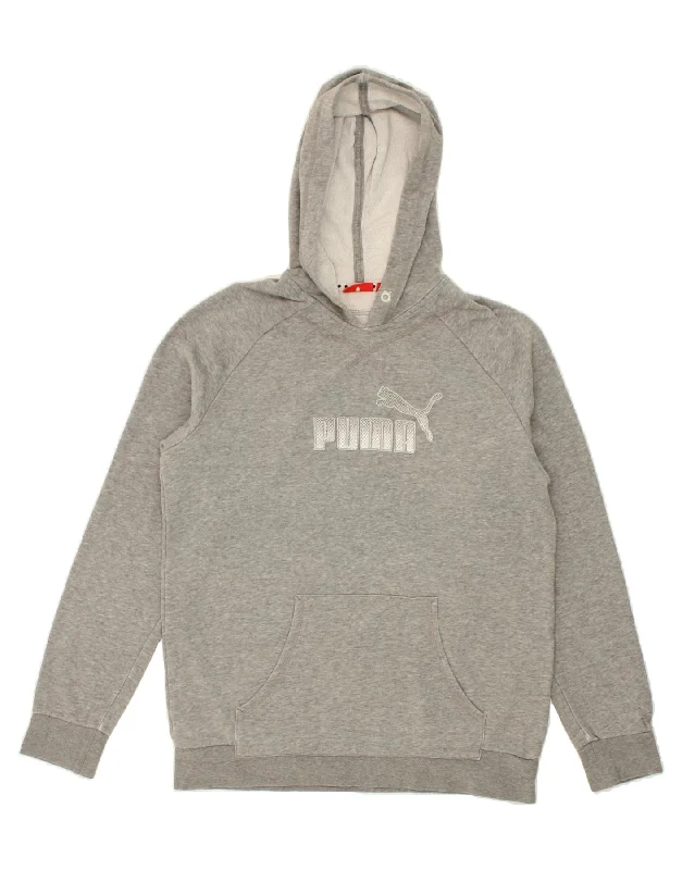 PUMA Womens Graphic Hoodie Jumper UK 16 Large Grey Cotton